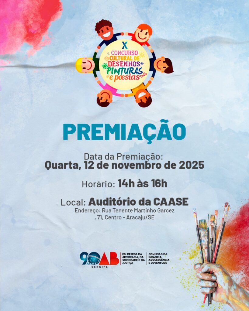 OAB/SE anuncia vencedores do 10º Concurso Cultural de Desenho, Pintura e Poesia