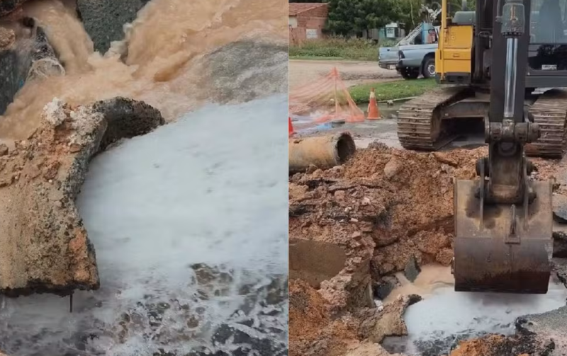 Novo vazamento em adutora deixa sem água moradores da Zona de Expansão de Aracaju