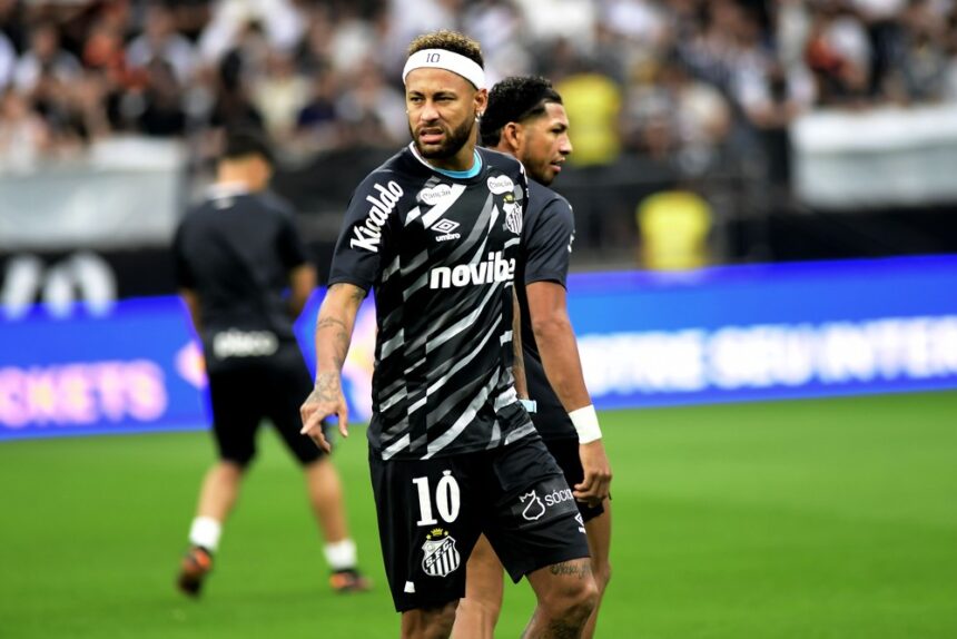 Neymar em aquecimento antes de Corinthians x Santos