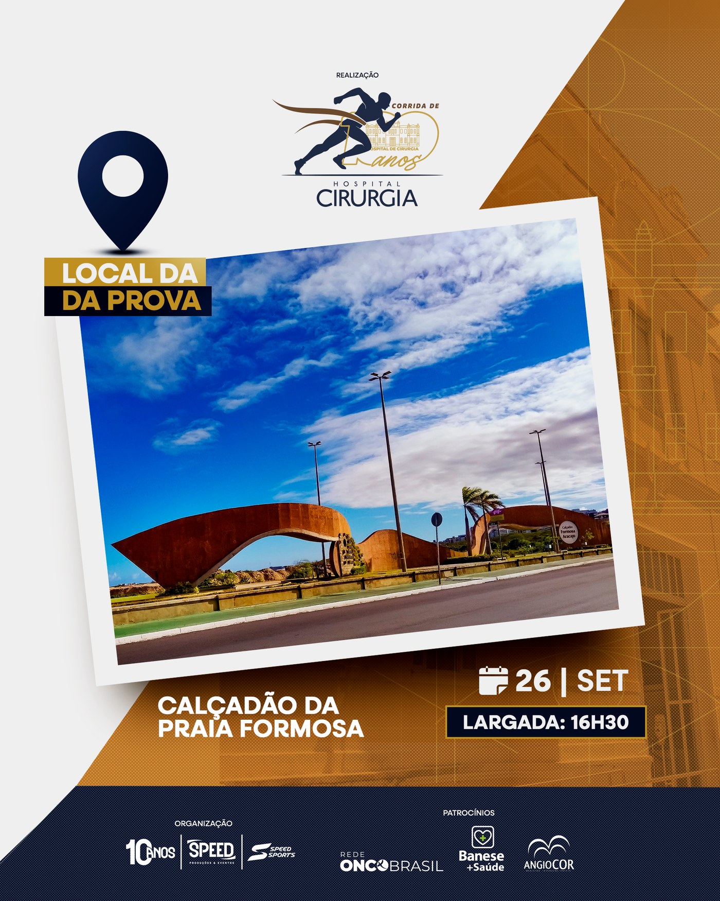 Hospital de Cirurgia encerra inscrições da corrida um mês antes da prova 2 Arte de divulgação da Corrida dos 100 Anos, com local e horário da largada
