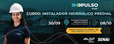 Curso gratuito abre vagas para instalador hidráulico em Nossa Senhora da Glória