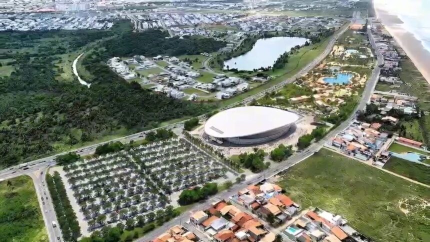 Imagem do projeto da Arena Multiuso na Barra dos Coqueiros divulgada pela campanha