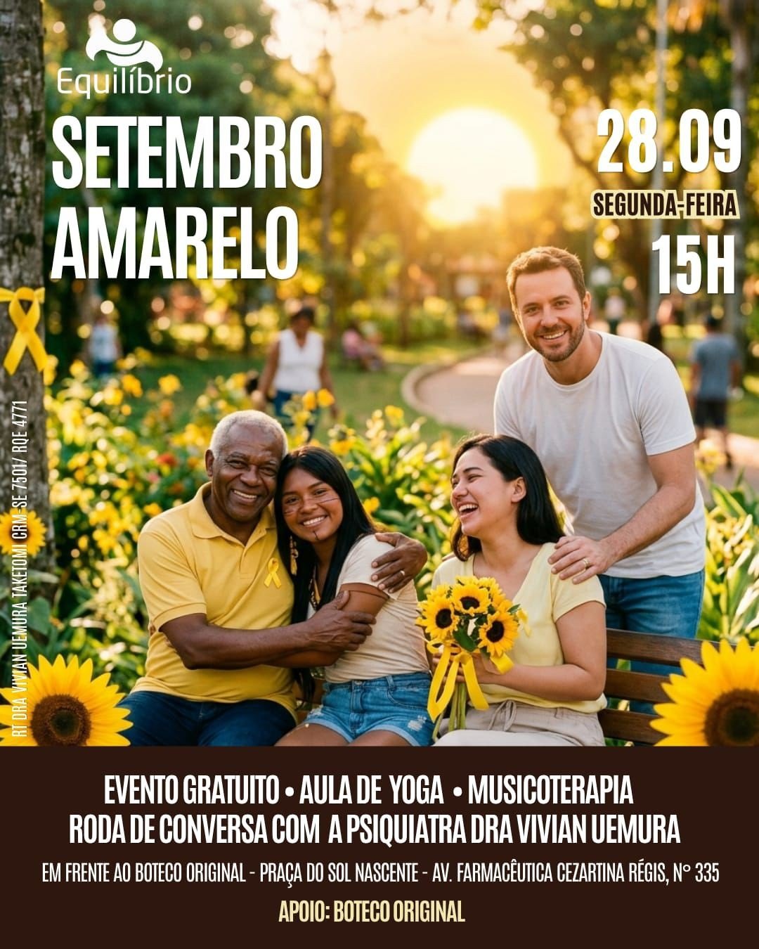 Ação do Setembro Amarelo discute saúde mental fora do consultório em Aracaju 2 Cartaz da ação do Setembro Amarelo na Praça do Sol Nascente, em Aracaju